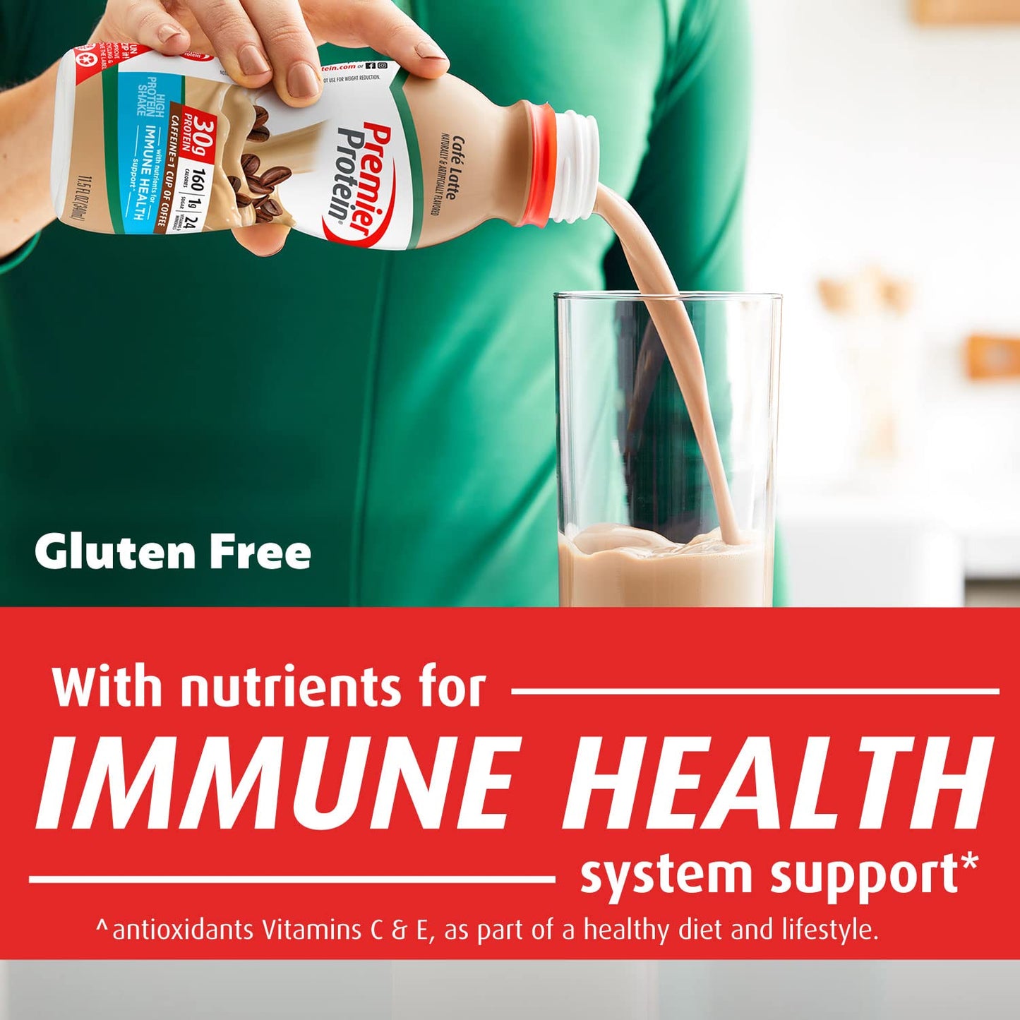 Shake, Café Latte, 30G Protein, 1G Sugar, 24 Vitamins & Minerals, Nutrients to Support Immune Health 11.5 Fl Oz, 12 Pack