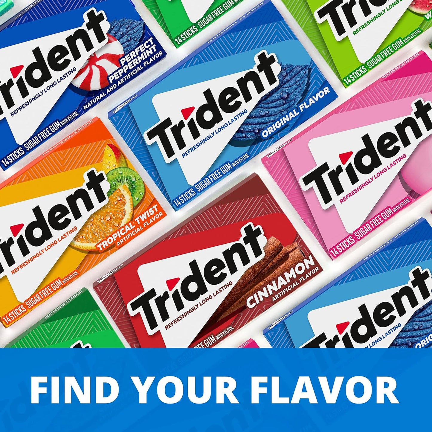 Sugar Free Gum Variety Pack, Spearmint, Perfect Peppermint, Original, Bubblegum, Watermelon, Cinnamon & Tropical Twist Flavors, 21 Packs of 14 Pieces (294 Total Pieces)