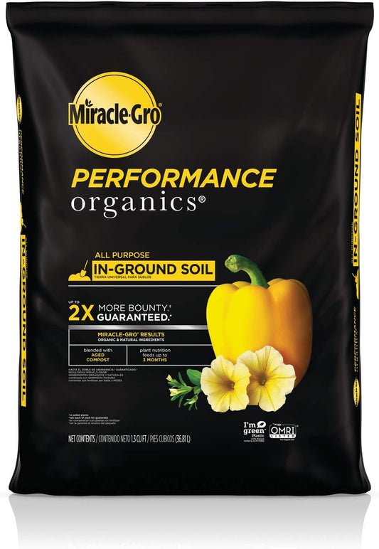 Performance Organics All Purpose In-Ground Soil - Organic and Natural Ingredients, Soil for Vegetables, Flowers and Herbs, Feeds for up to 3 Months, 1.3 Cu. Ft.