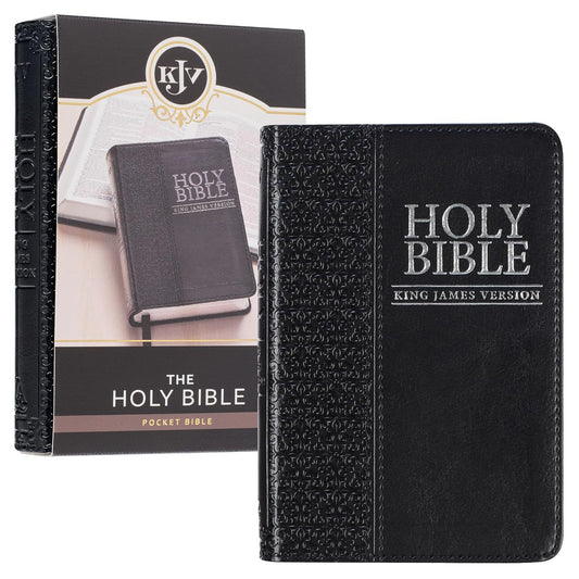 KJV Holy Bible, Mini Pocket Bible – Zippered Black Faux Leather Bible W/Ribbon Marker, King James Version (KJV Pocket Editions)