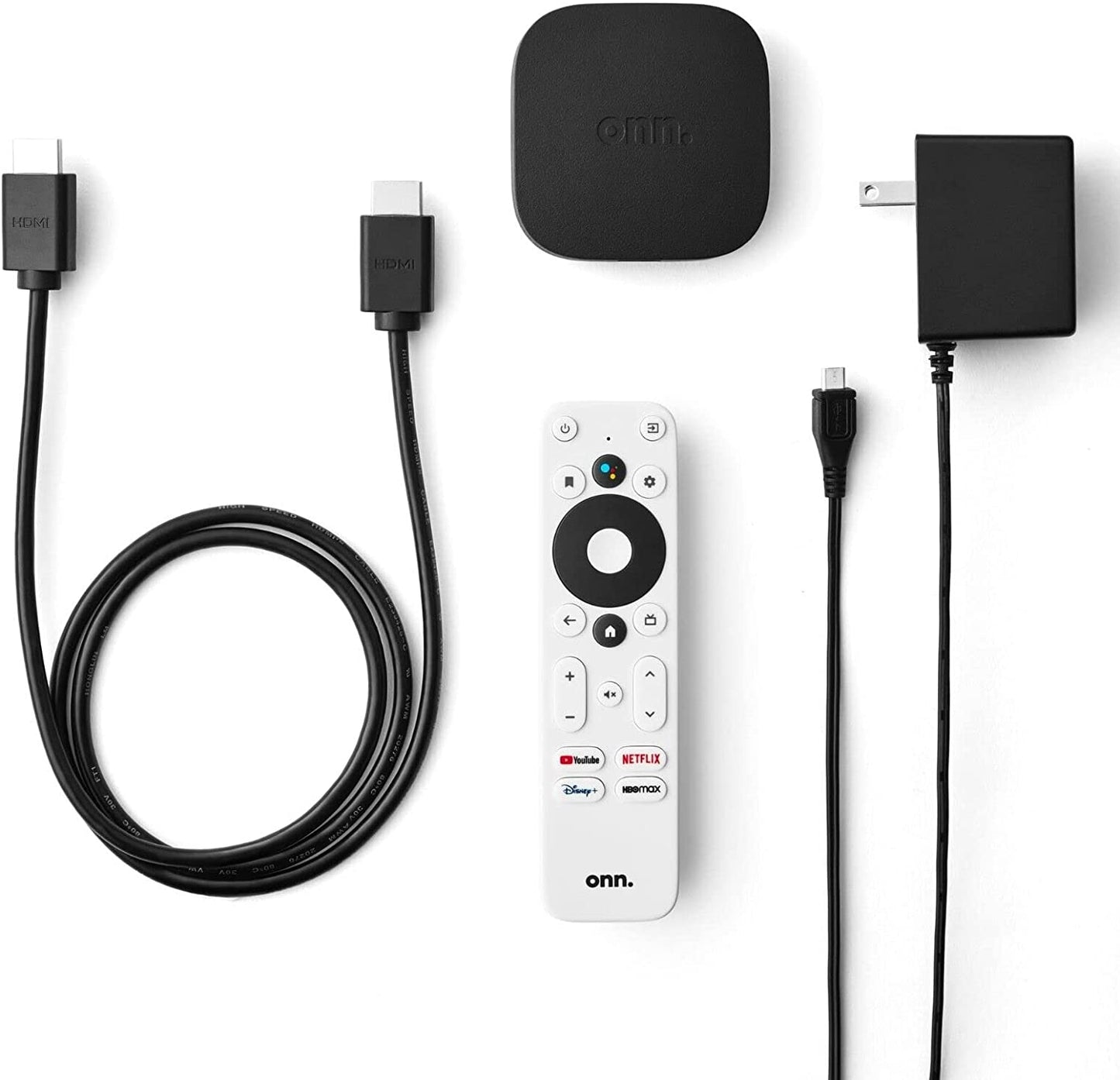 Onn Android TV 4K UHD Streaming Device with Voice Remote Control & HDMI Cable