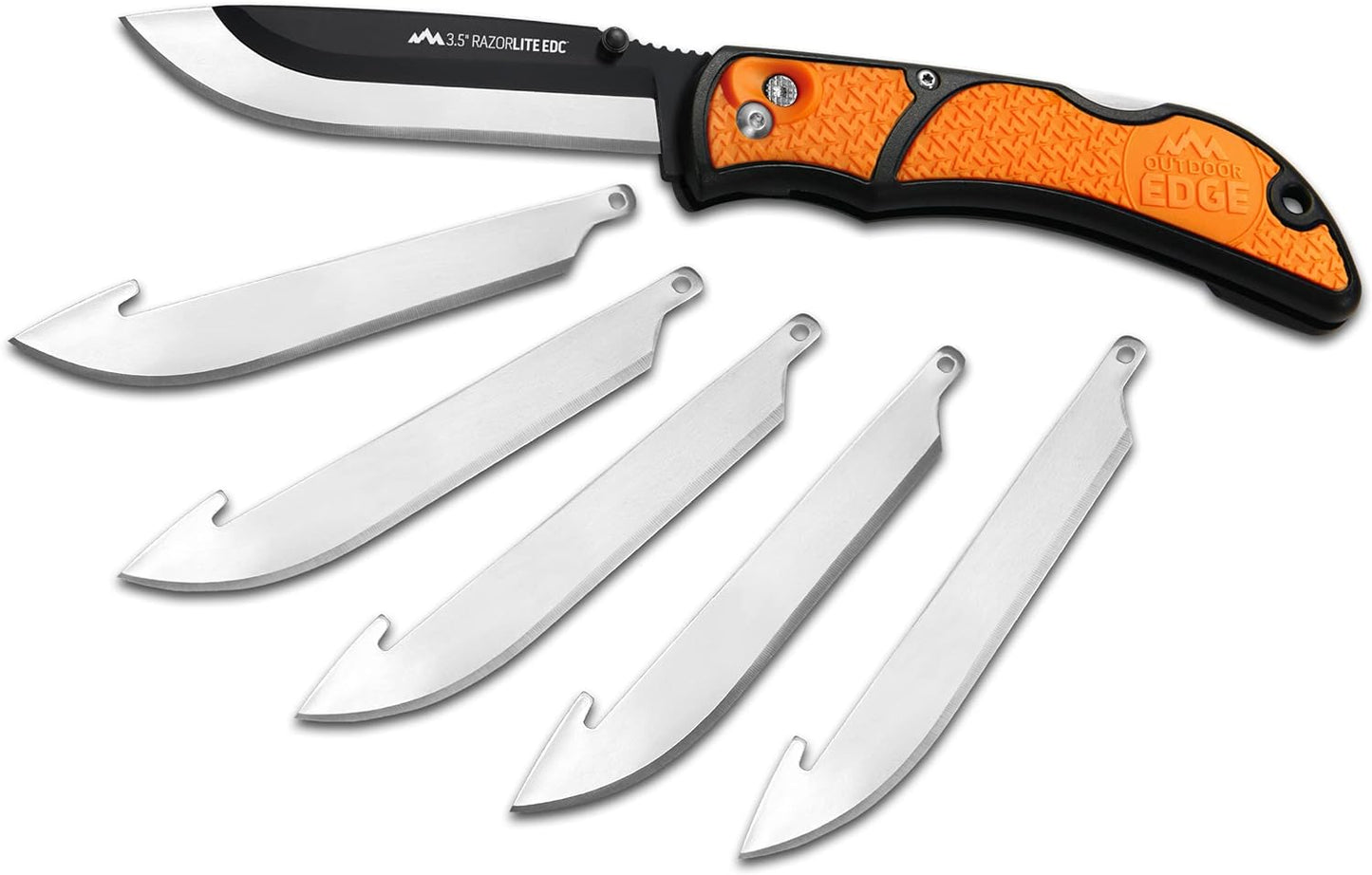 3.5" Razorlite EDC Knife. Pocket Knife with Replaceable Blades and Clip. the Perfect Hunting Knife for Skinning Deer. Blaze Orange with 6 Blades