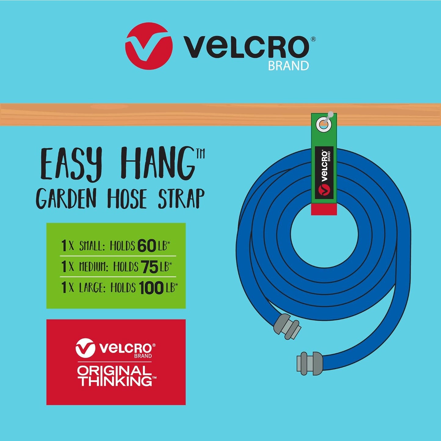 Easy Hang Garden Hose or Extension Cord Holder Organizer Variety Pack. Holds up to 100Lbs. Heavy Duty Straps Perfect for Shed or Garage Organization. 3-Pk 10",14" and 18", Black