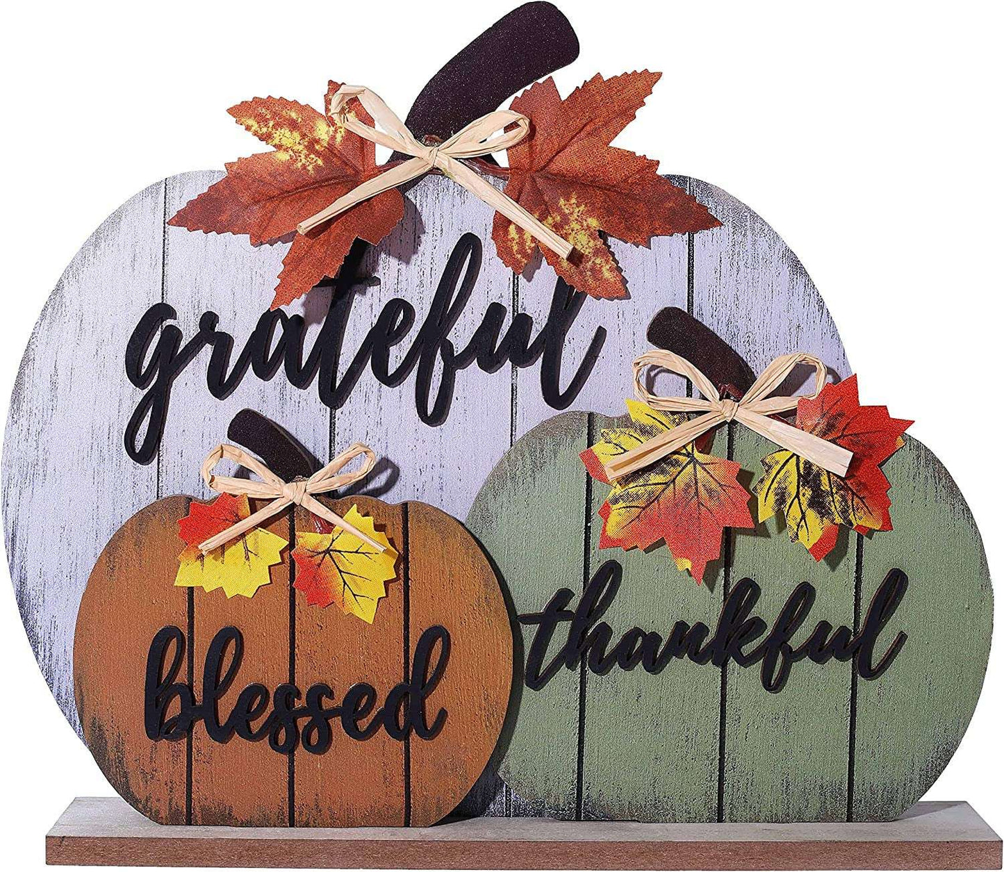 Fall Decorations for Home Blessed Grateful Thankful Fall Decor Wooden Pumpkin Tabletop Signs for Home Thanksgiving Farmhouse Living Room Harvest