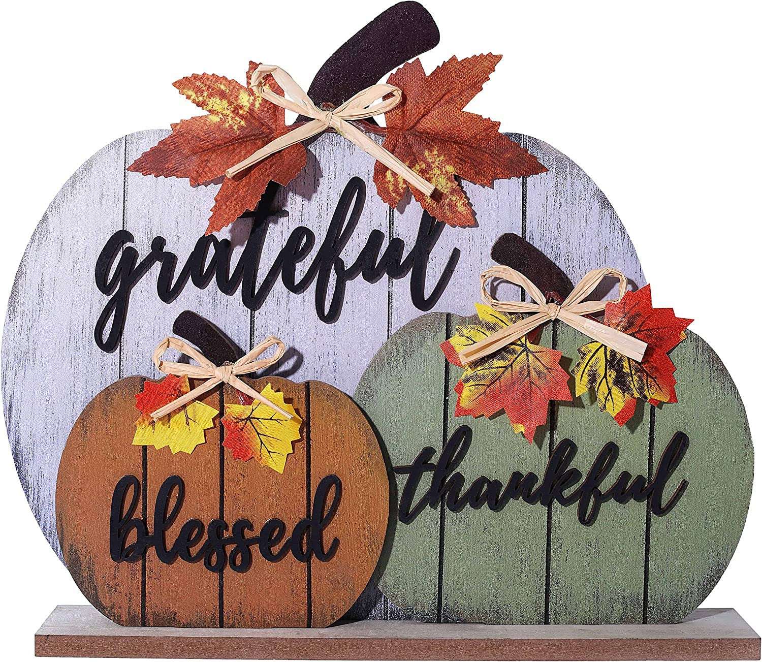 Fall Decorations for Home Blessed Grateful Thankful Fall Decor Wooden Pumpkin Tabletop Signs for Home Thanksgiving Farmhouse Living Room Harvest
