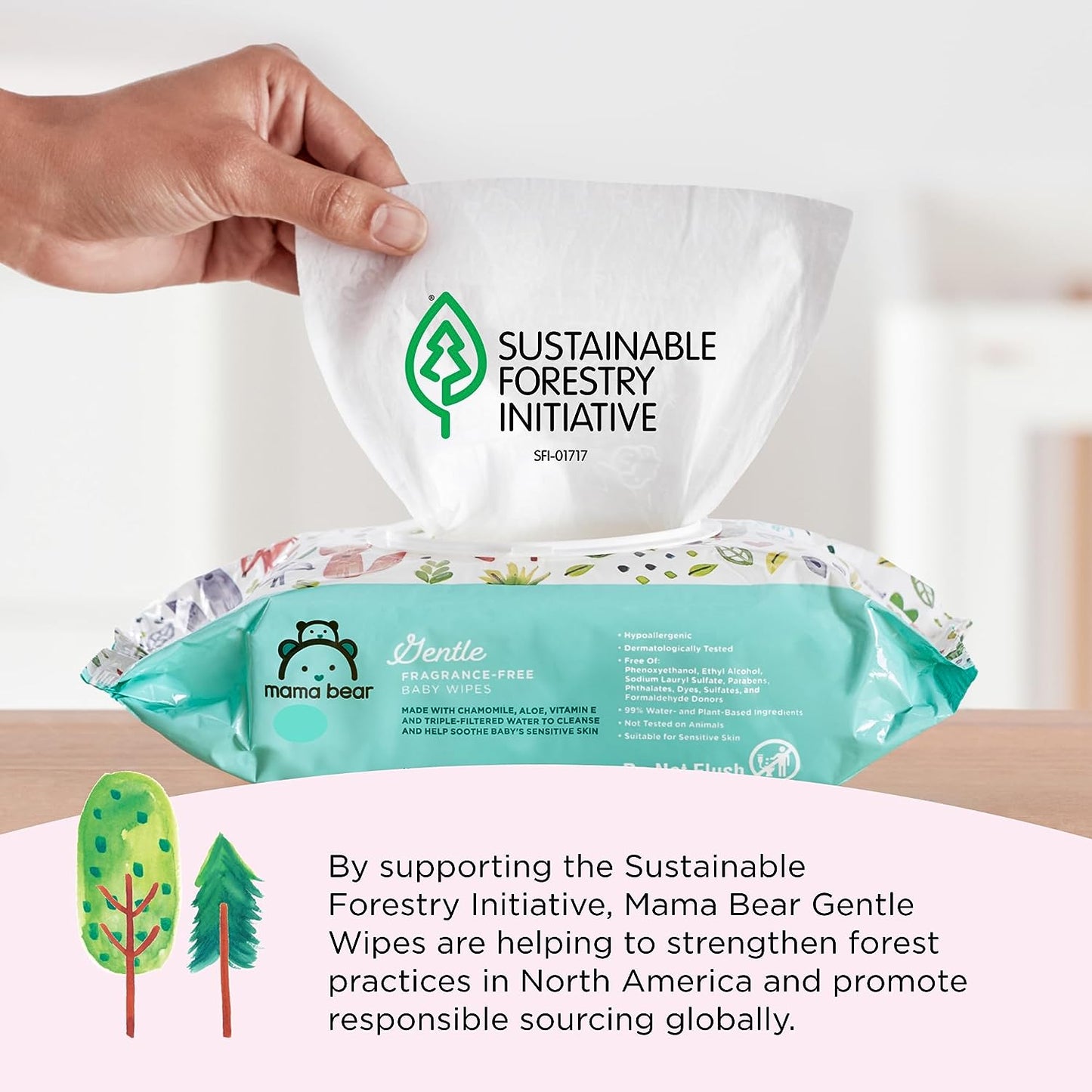 Amazon Brand - Gentle Fragrance Free Baby Wipes, Hypoallergenic, 800 Count (8 Packs of 100)