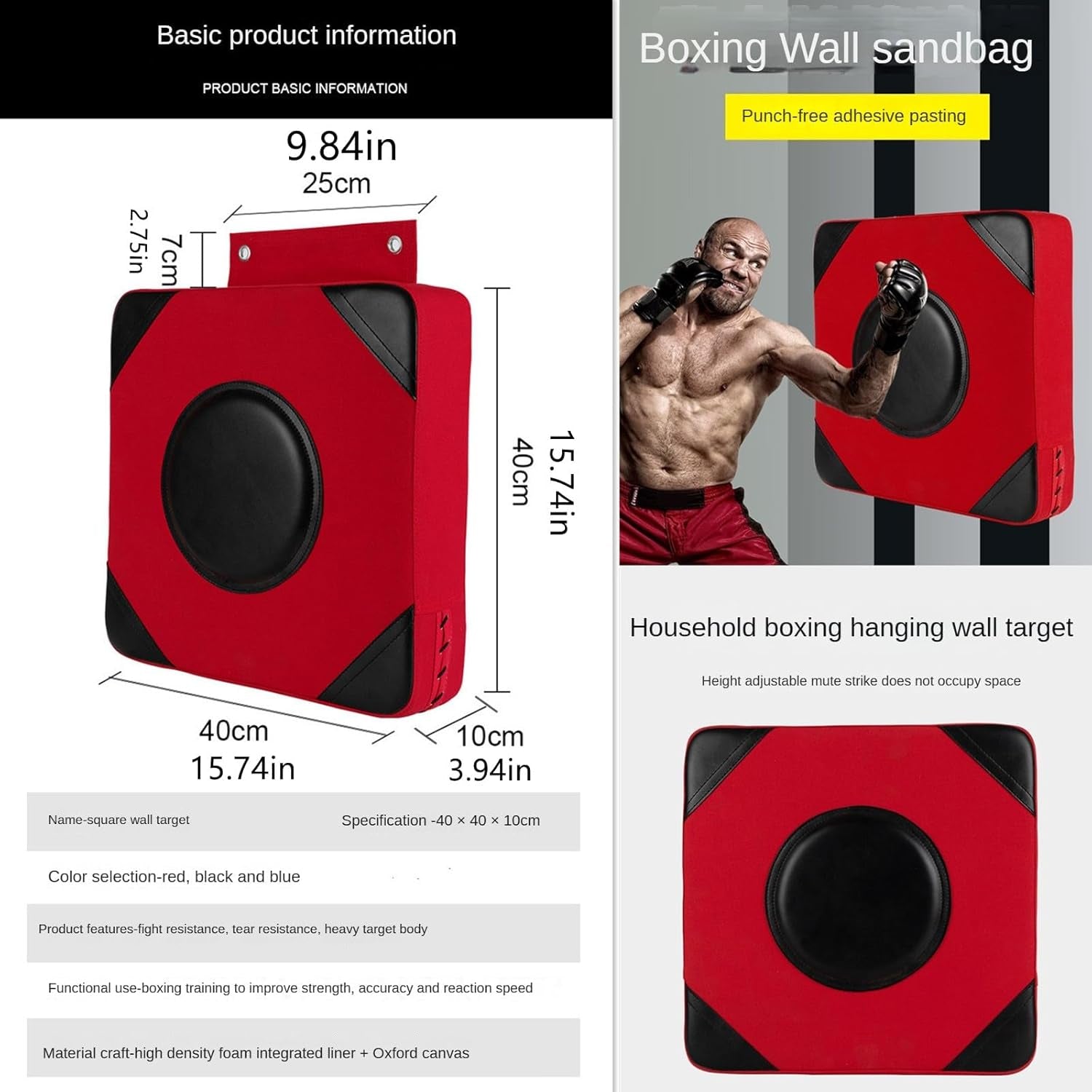 Quiet Punch Punching Bag Boxing Wall Mounted Pad Boxing Trainer PU Leather Thickened Sandbag PU Leather Boxing-Perfect Boxing Equipment for Effective Workouts(1 Pairs of Boxing Gloves)