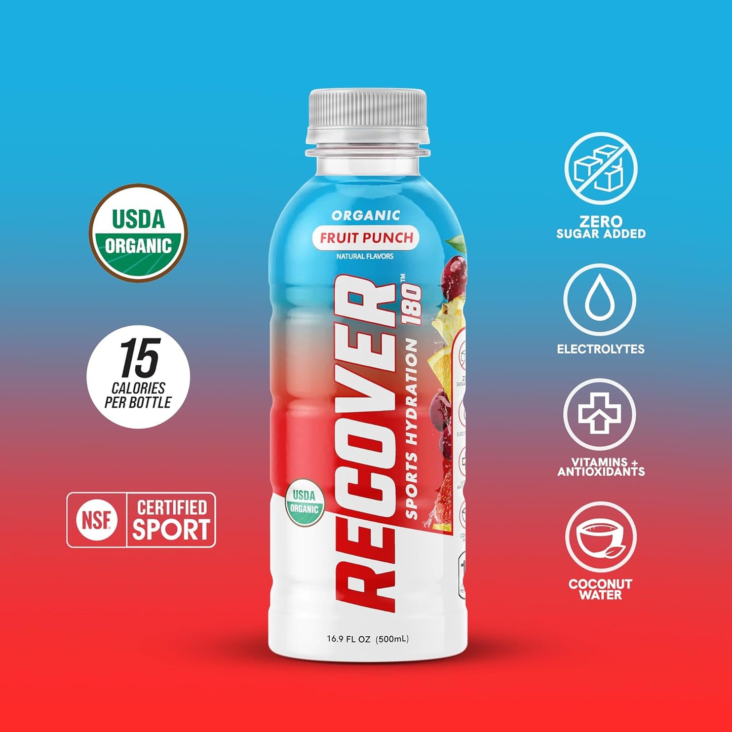 Revitalize Your Game: Organic Hydration Sports Drink - Sugar-Free, Low-Calorie, Vitamin-Infused Electrolyte Boost (Fruit Punch, 12-Pack)