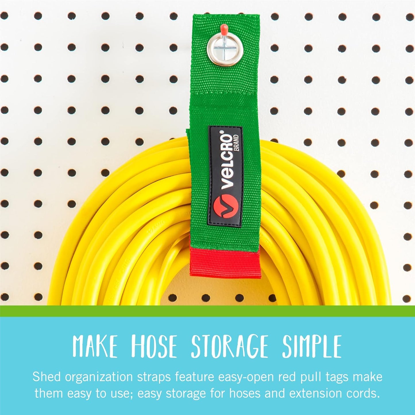 Easy Hang Garden Hose or Extension Cord Holder Organizer Variety Pack. Holds up to 100Lbs. Heavy Duty Straps Perfect for Shed or Garage Organization. 3-Pk 10",14" and 18", Black