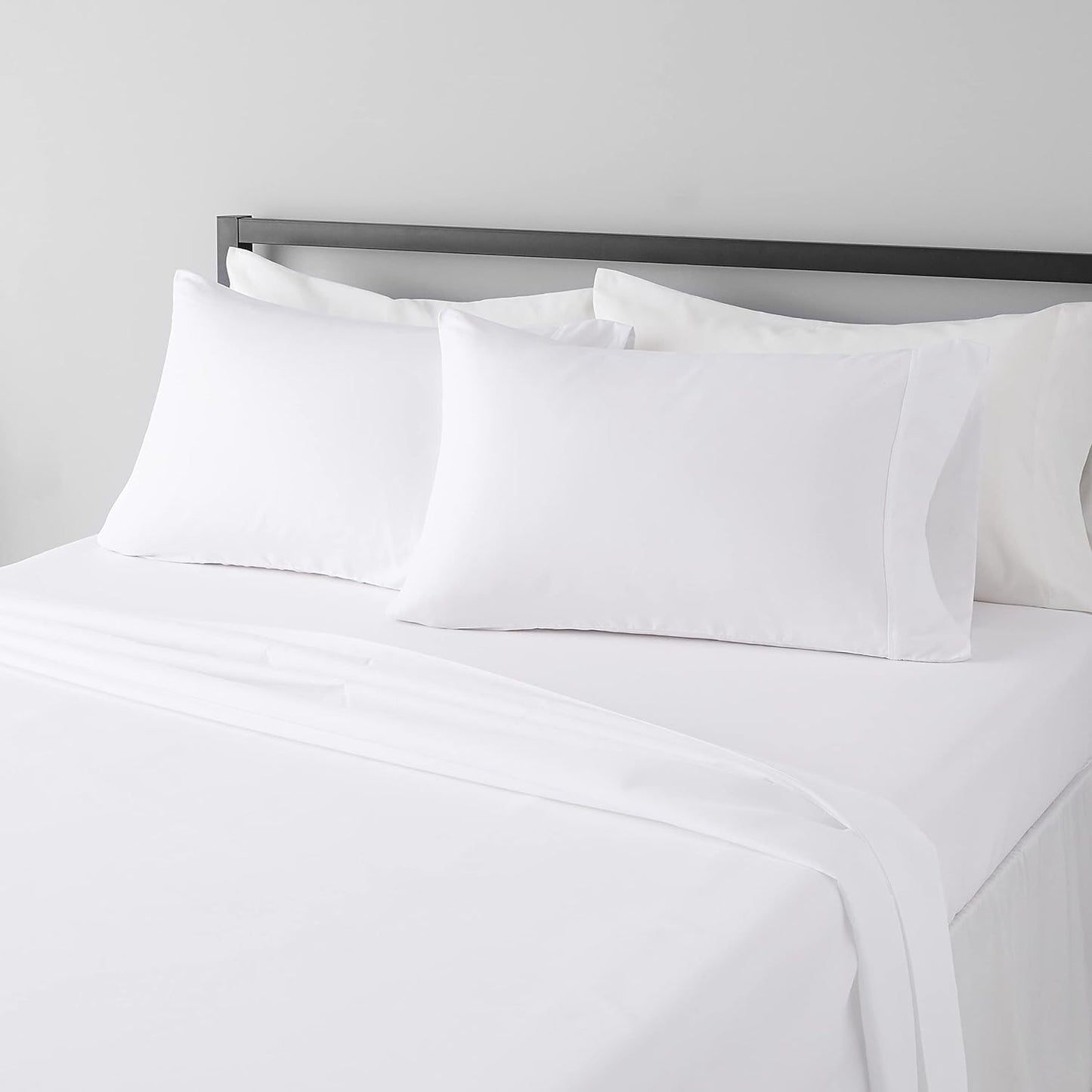 Lightweight Super Soft Easy Care Microfiber 4-Piece Bed Sheet Set with 14-Inch Deep Pockets, Queen, Bright White, Solid