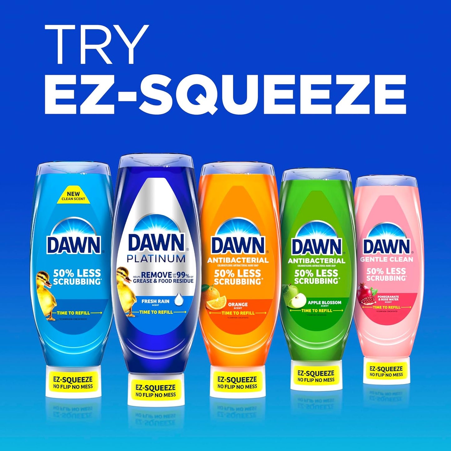 Platinum Ez-Squeeze Dish Soap Liquid, Dishwashing Liquid, Grease Removal, Upside down Bottle, Wild Jasmine, 6X18 Fl Oz Bundle