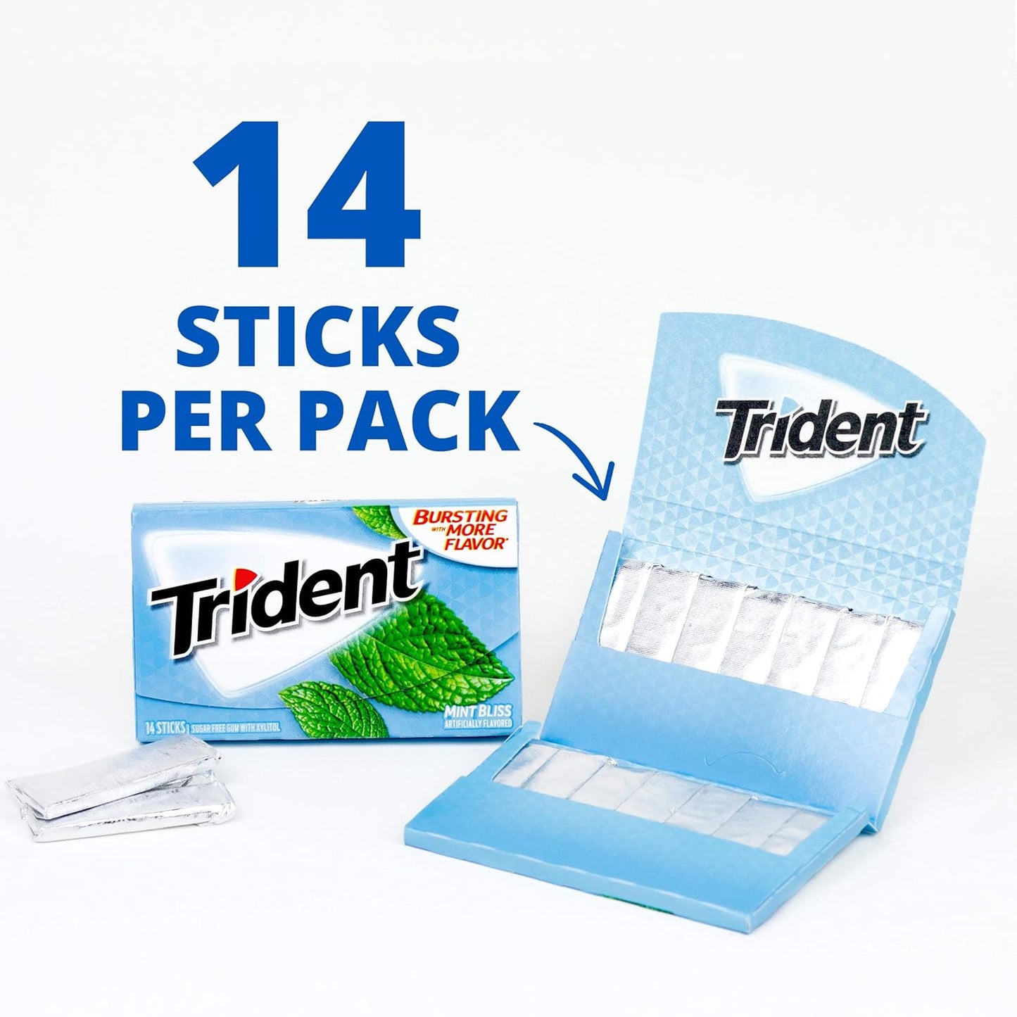 Sugar Free Gum, Mint Bliss Flavor, 60 Packs (840 Pieces Total)
