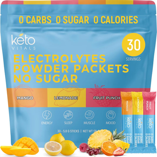 Original Electrolytes Powder Packets | Keto Friendly Electrolyte Travel Packets | Variety Individual Packets | Energy Drink Mix | Zero Calorie Zero Carb (Original Assorted, 30 Count)