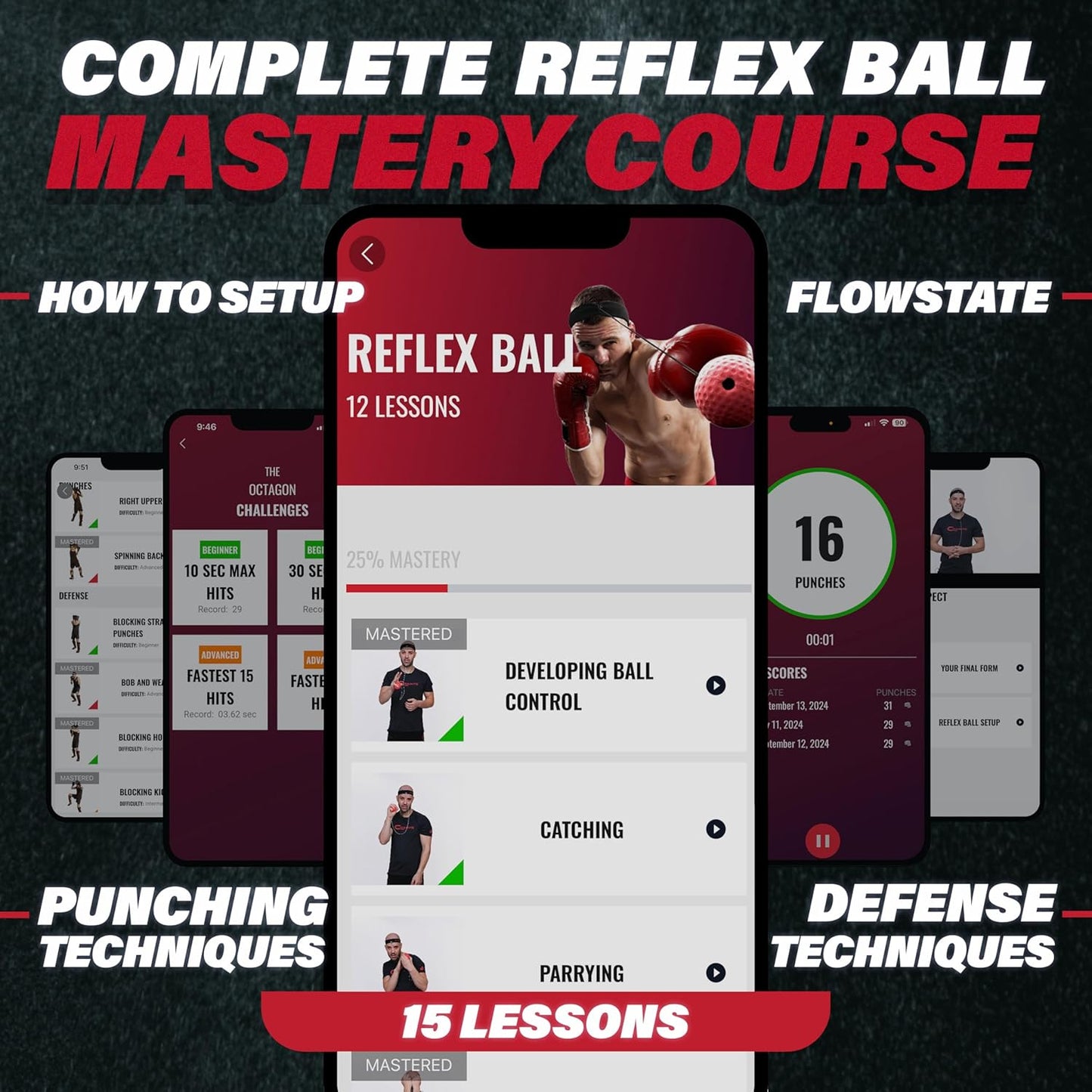 Boxing Reflex Balls Set of 4 – Boxing Ball MMA Gear of with Varying Weights with Adjustable Headband and 4 Spare Strings to Improve Speed and Hand-Eye Coordination for Men, Kids Boxing Equipment