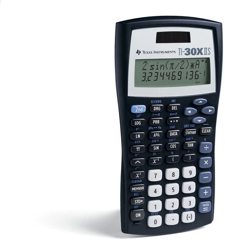 TI-30XIIS Scientific Calculator, Black with Blue Accents
