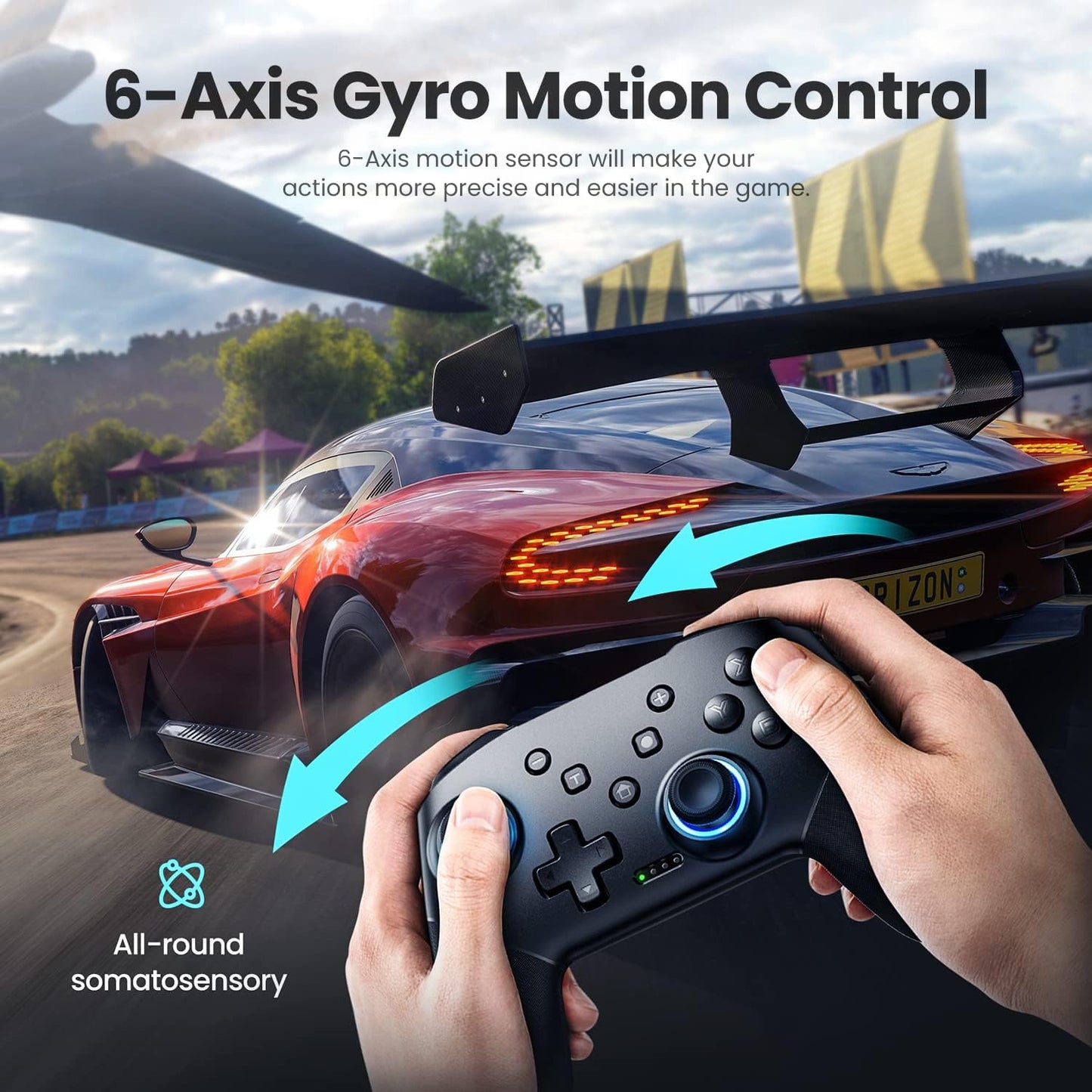 Switch Controllers Wireless, Compatible with Switch Pro Controllers for Switch/Switch Lite/Oled/Pc, One-Key Pairing Gamepad with 9-Color RGB Leds 1000Mah Battery 6-Axis Motion Wake up Function