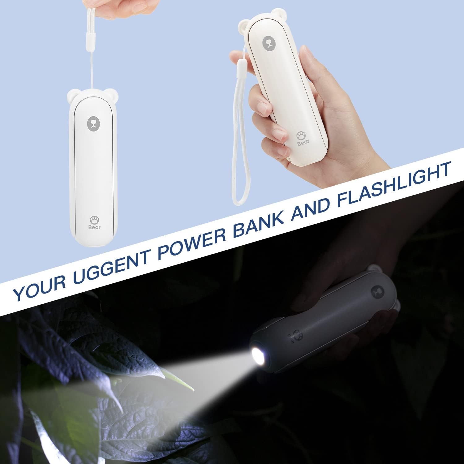 Handheld Fan with 4500 Mah Powerbank Max 46 Hours Runtime,Pocket Fan Portable Battery Operated or USB Powered Folding Personal Fan,3 Speeds,Gifts for Women Men Kids Gift for Festival-White