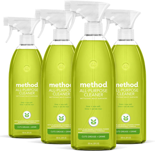 All-Purpose Cleaner Spray, Lime + Sea Salt, Plant-Based and Biodegradable Formula Perfect for Most Counters, Tiles and More, 28 Fl Oz, (Pack of 4)