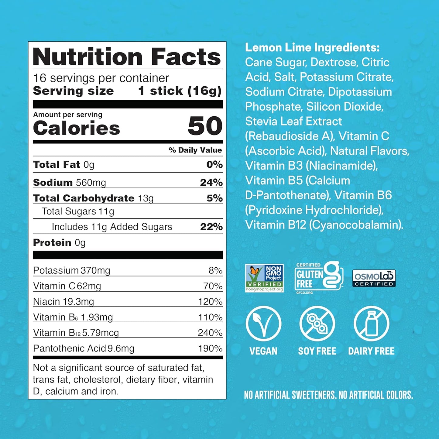 ® Hydration Multiplier® - Lemon Lime - Hydration Powder Packets | Electrolyte Powder Drink Mix | Convenient Single-Serving Sticks | Non-Gmo | 16 Servings (Pack of 3)