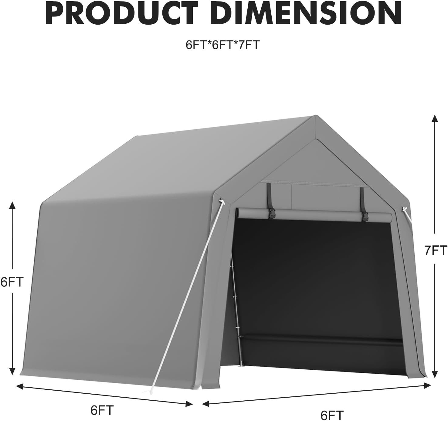6 X 8 Ft Carport Storage Shed, Portable Garage with Roll-Up Zipper Door, Heavy Duty Waterproof Tarp, Storage for Motorcycle, Bike, Firewood, Garden Tools