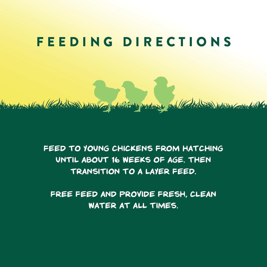 Chick Starter Grower - Medicated Chick Feed Crumble for Young Chickens - Formulated with Amprolium - 5 Lbs