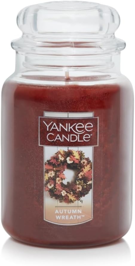 Autumn Wreath Scented, Classic 22Oz Large Jar Single Wick Aromatherapy Candle, over 110 Hours of Burn Time, Fall Fragrance