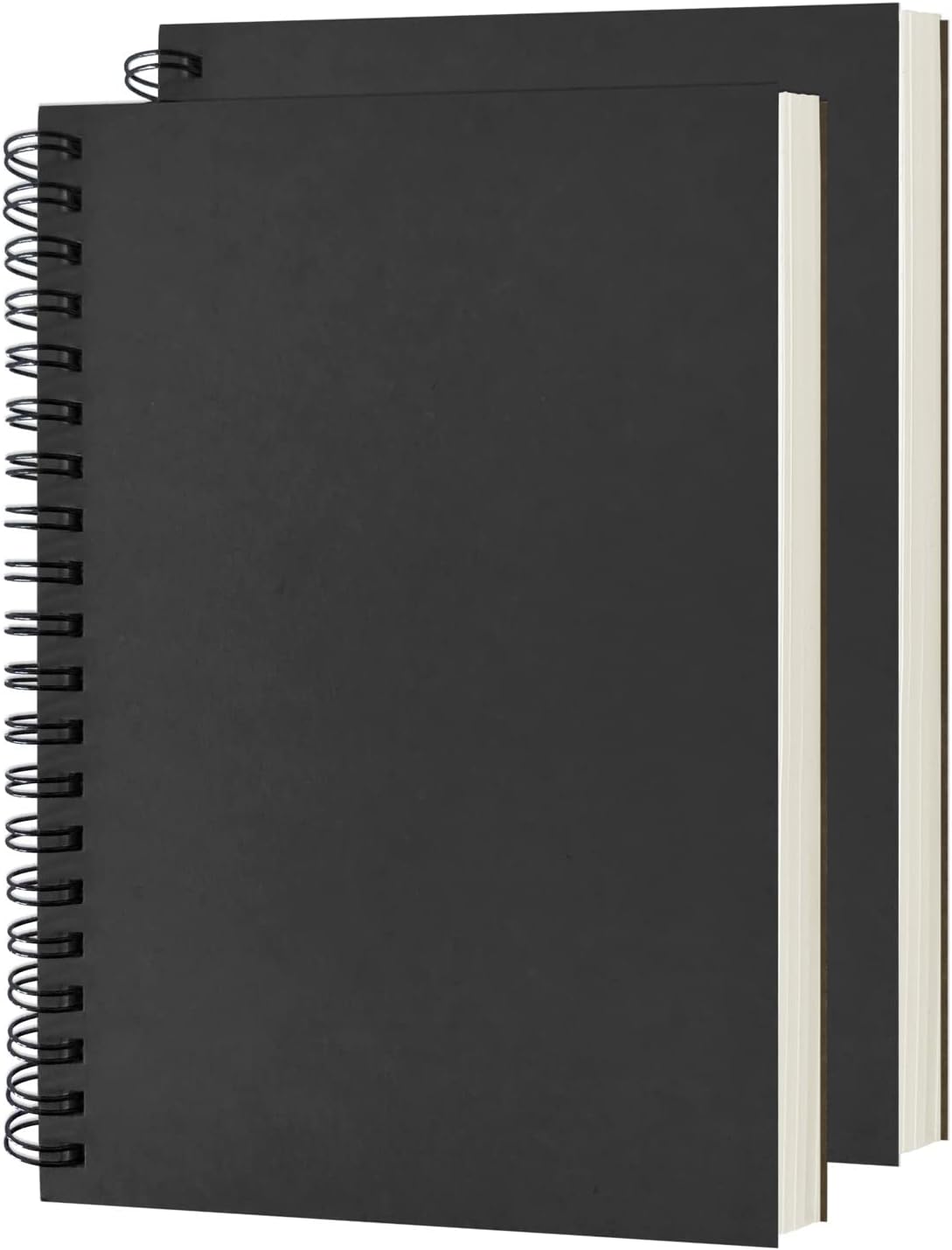 Blank Spiral Notebook, 2-Pack, Soft Cover, Sketch Book, 100 Pages / 50 Sheets, 7.5 Inch X 5.1 Inch, 100GSM, (Black)