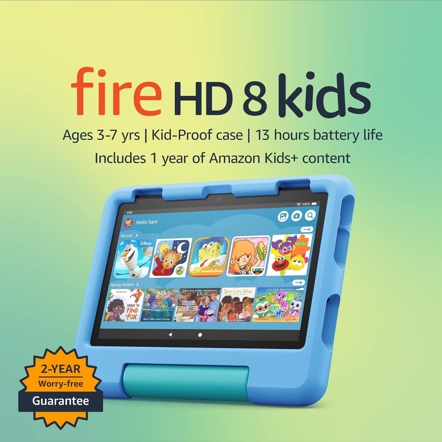 Fire HD 8 Kids Tablet, Ages 3-7. Top-Selling 8" Kids Tablet on - 2022. Ad-Free Content with Parental Controls Included, 13-Hr Battery, 64 GB, Blue