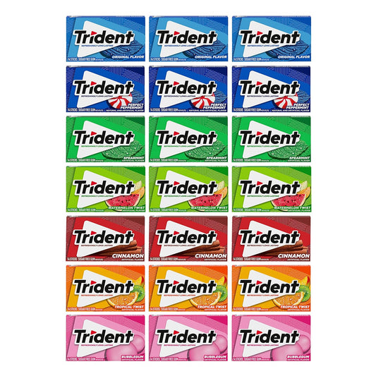 Sugar Free Gum Variety Pack, Spearmint, Perfect Peppermint, Original, Bubblegum, Watermelon, Cinnamon & Tropical Twist Flavors, 21 Packs of 14 Pieces (294 Total Pieces)