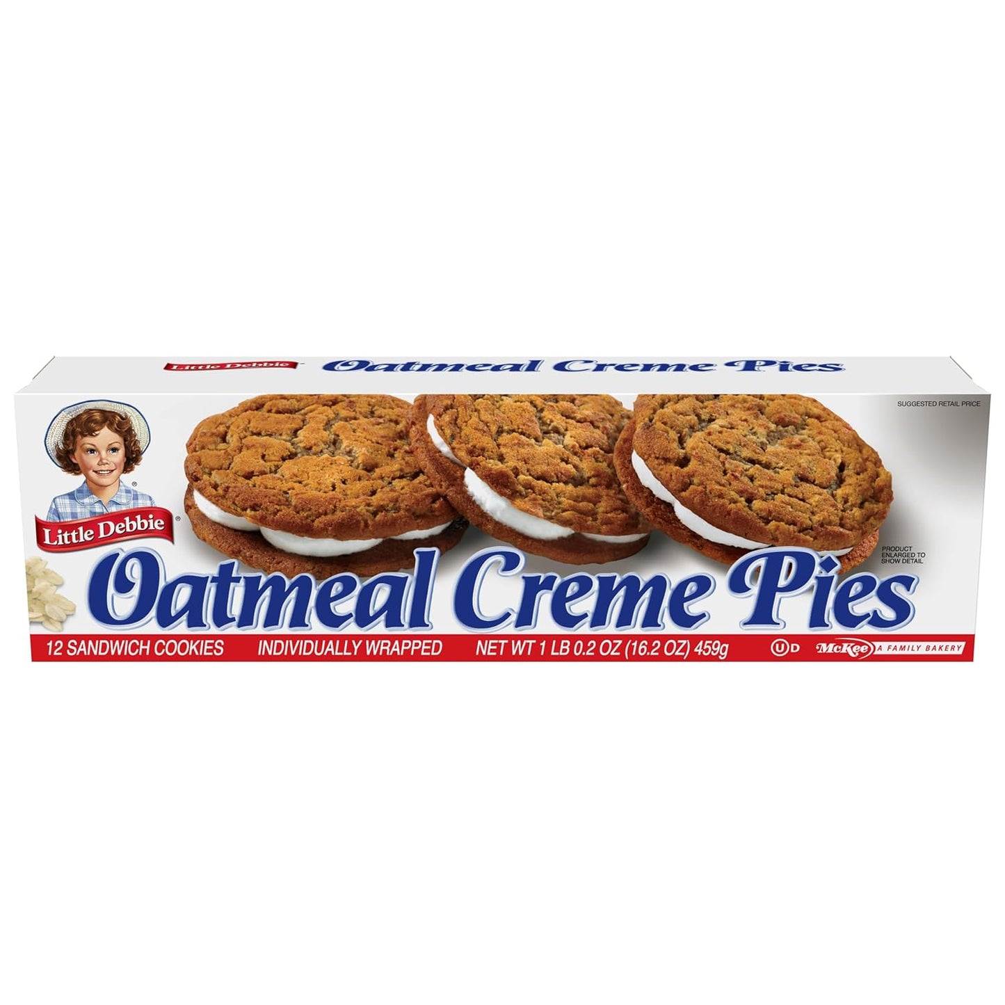 Oatmeal Crème Pies, 12 Individually Wrapped Sandwich Cookies, 16.2 OZ Box