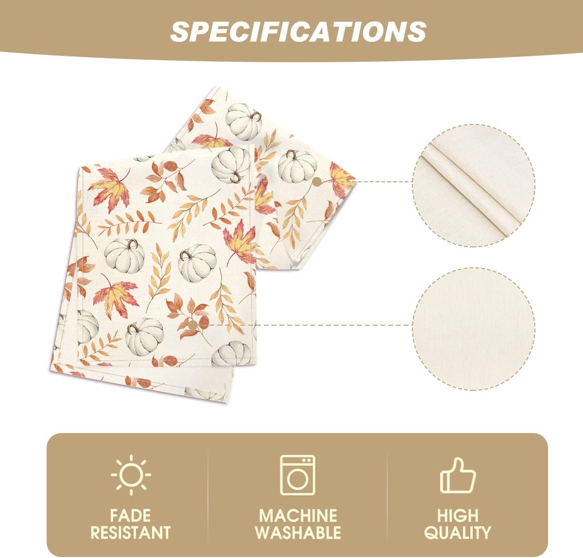 Orange Pumpkins Fall Maple Leaves Fall Table Runner, Seasonal Autumn Kitchen Dining Table Decoration for Home Party Decor 13X72 Inch