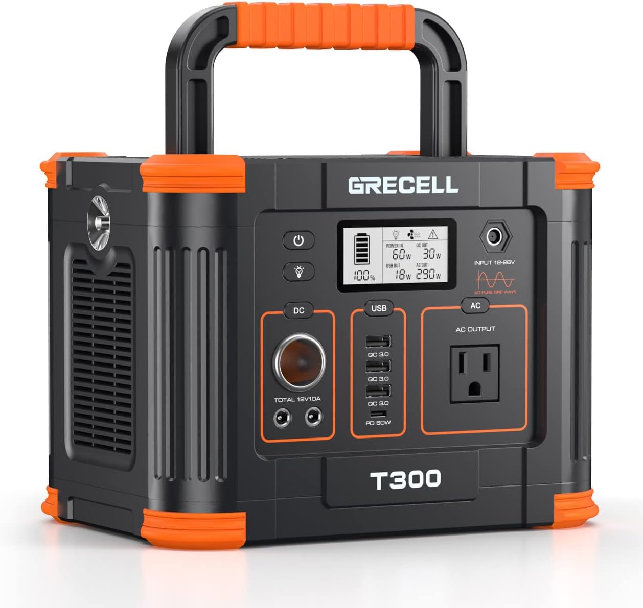 Portable Power Station 300W (Peak 600W), 288Wh Solar Generator with 60W USB-C PD Output, 110V Pure Sine Wave AC Outlet Backup Lithium Battery for Outdoors Camping Travel Hunting Home Blackout