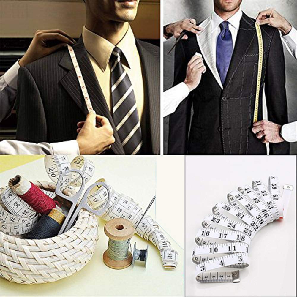 Soft Tape Measure Double Scale Body Sewing Flexible Ruler for Weight Loss Medical Body Measurement Sewing Tailor Craft Vinyl Ruler, Has Centimetre Scale on Reverse Side 60-Inch(White)
