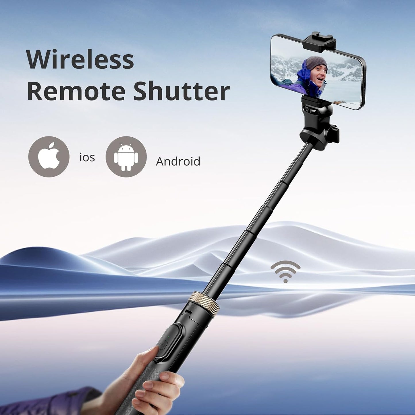 72"" Phone Tripod, Extendable Tripod for Iphone & Selfie Stick with Detachable Phone Holder & Wireless Remote, Iphone Tripod Compatible with All Cell Phones, Camera, Black