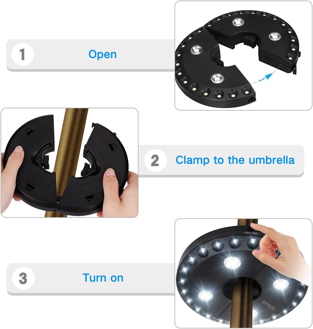 Patio Umbrella Light 3 Brightness Modes Cordless 28 LED Lights-4 X AA Battery Operated,Umbrella Pole Light for Patio Umbrellas,Camping Tents or Indoor Use