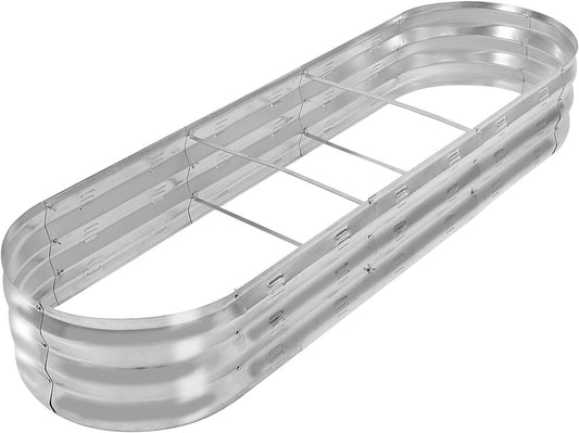 Raised Garden Bed Kit for Vegetables Flower Galvanized Metal Planter Boxs Designed for Easy DIY and Cleaning Not Twist or Rot (Silver)