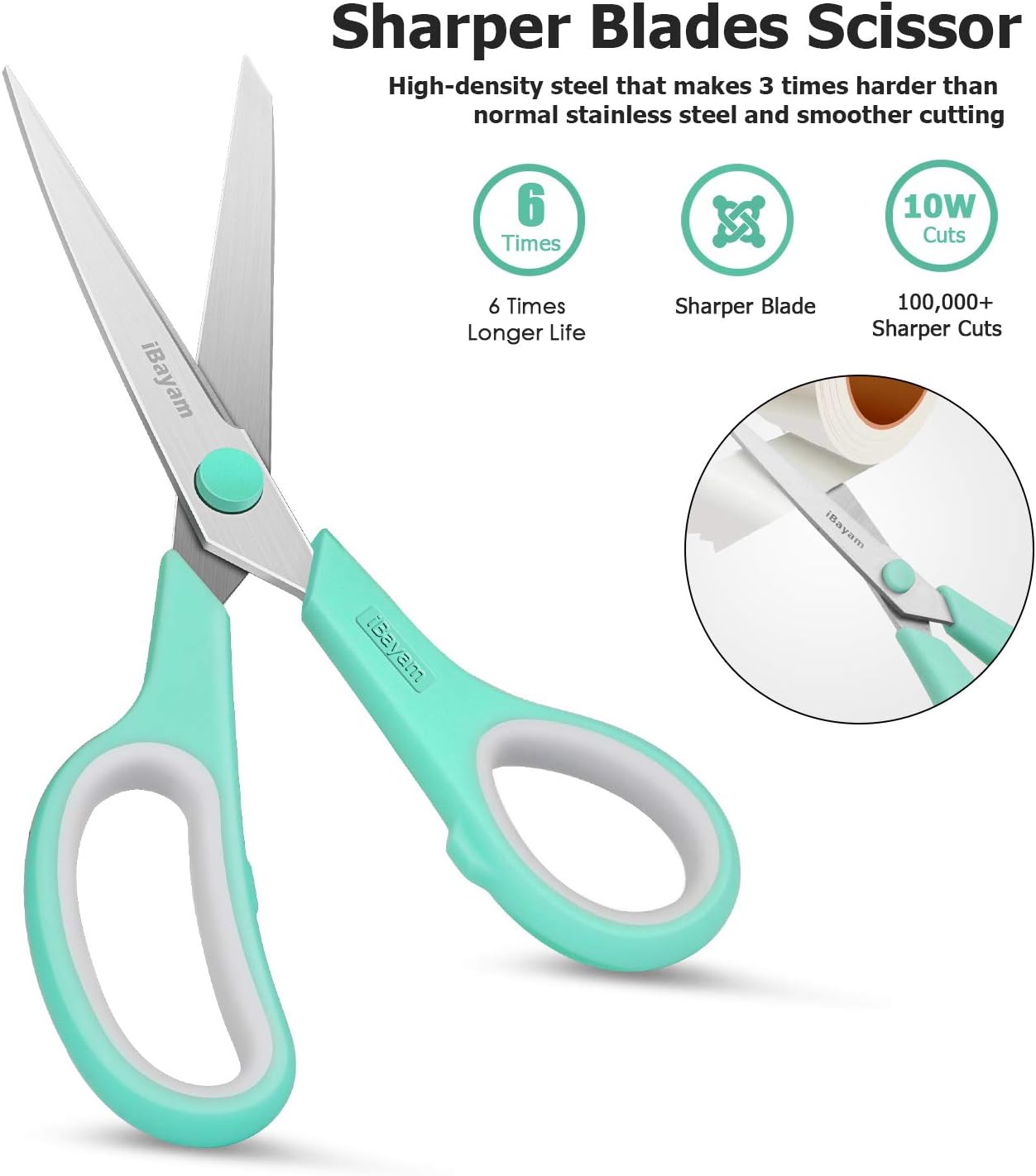 Scissors, 8" All Purpose Scissors Bulk 3-Pack, Ultra Sharp 2.5Mm Thick Blade Shears Comfort-Grip Scissors for Office Desk Accessories Sewing Fabric Home Craft School Supplies, Right/Left Handed