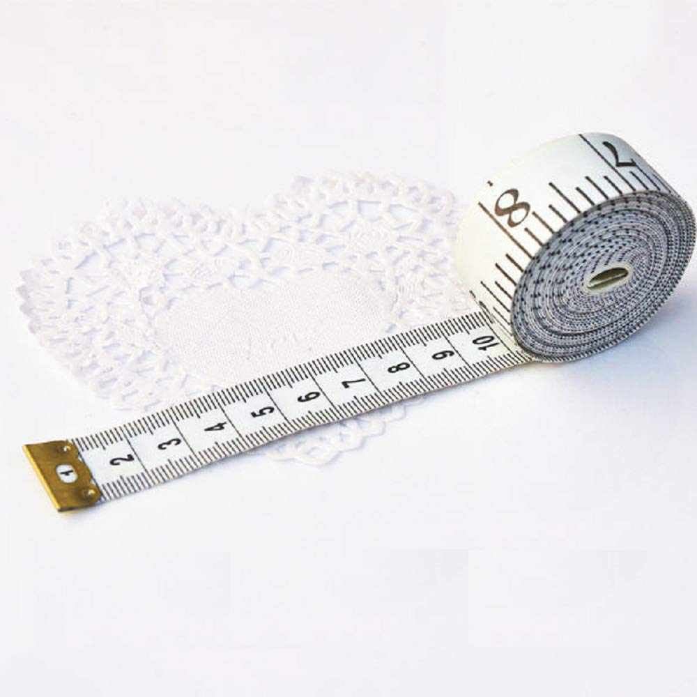 Soft Tape Measure Double Scale Body Sewing Flexible Ruler for Weight Loss Medical Body Measurement Sewing Tailor Craft Vinyl Ruler, Has Centimetre Scale on Reverse Side 60-Inch(White)