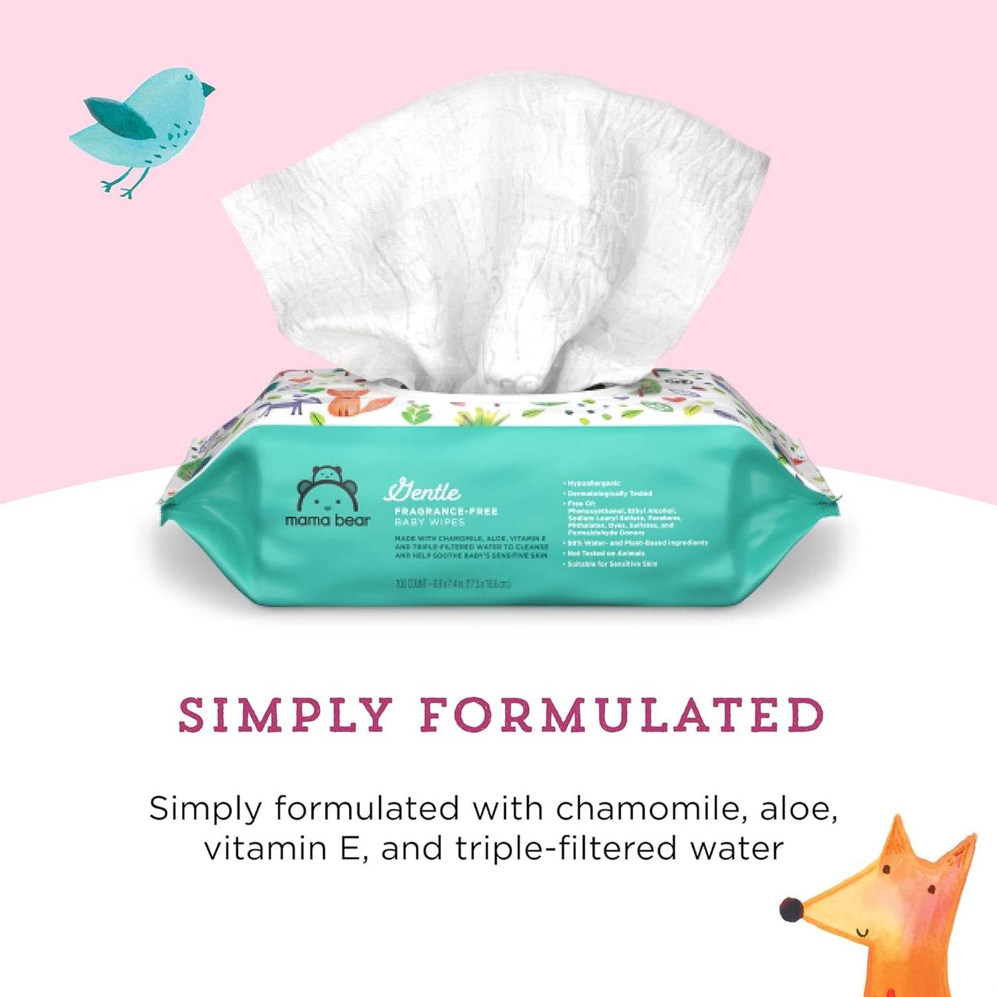 Amazon Brand - Gentle Fragrance Free Baby Wipes, Hypoallergenic, 800 Count (8 Packs of 100)