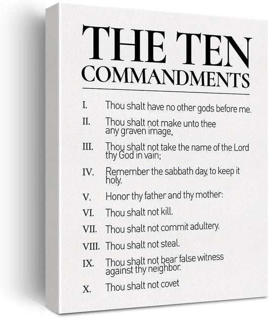 Christian Canvas Wall Art 10 Commandments Canvas Print Positive Scripture Canvas Painting Home Bedroom Wall Decor Framed Gift 12X15 Inch