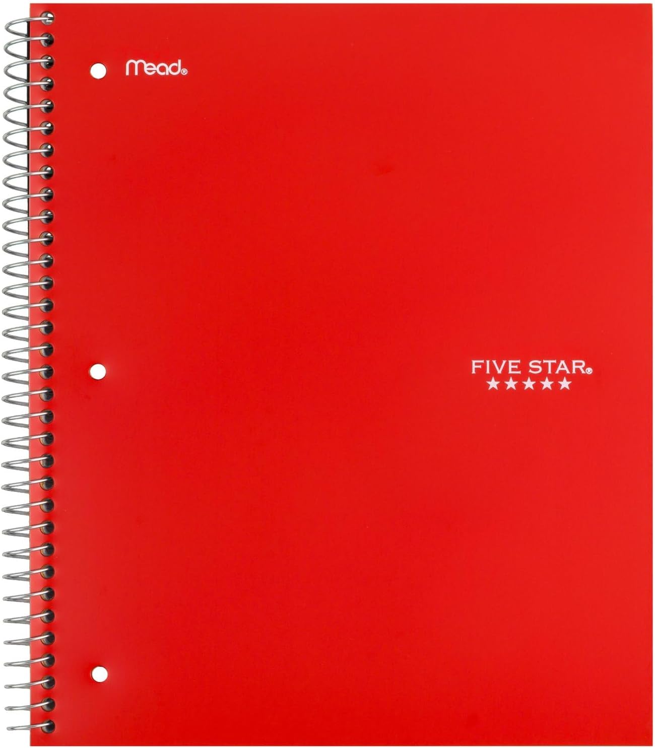 Spiral Notebooks + Study App, 6 Pack, 1 Subject, Wide Ruled Paper, Fights Ink Bleed, Water Resistant Cover, 8-1/2" X 10", 100 Sheets, Black, Red, Yellow, Purple, Green, Blue (38042)