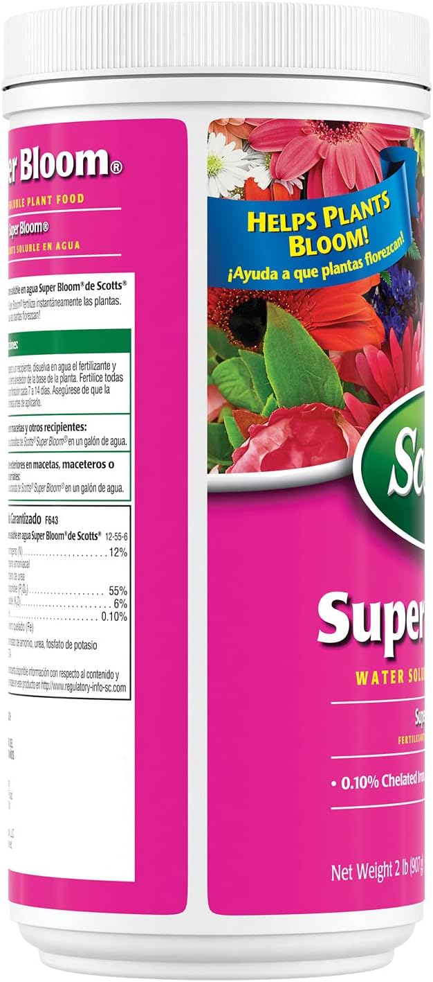 Super Bloom Water Soluble Plant Food, 2 Lb - NPK 12-55-6 - Fertilizer for Outdoor Flowers, Fruiting Plants, Containers and Bed Areas - Feeds Plants Instantly