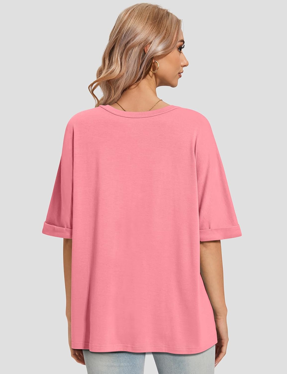 Women Oversized T-Shirt Loose Fit Workout Tops Short Sleeve Gym Basic Tee Shirt