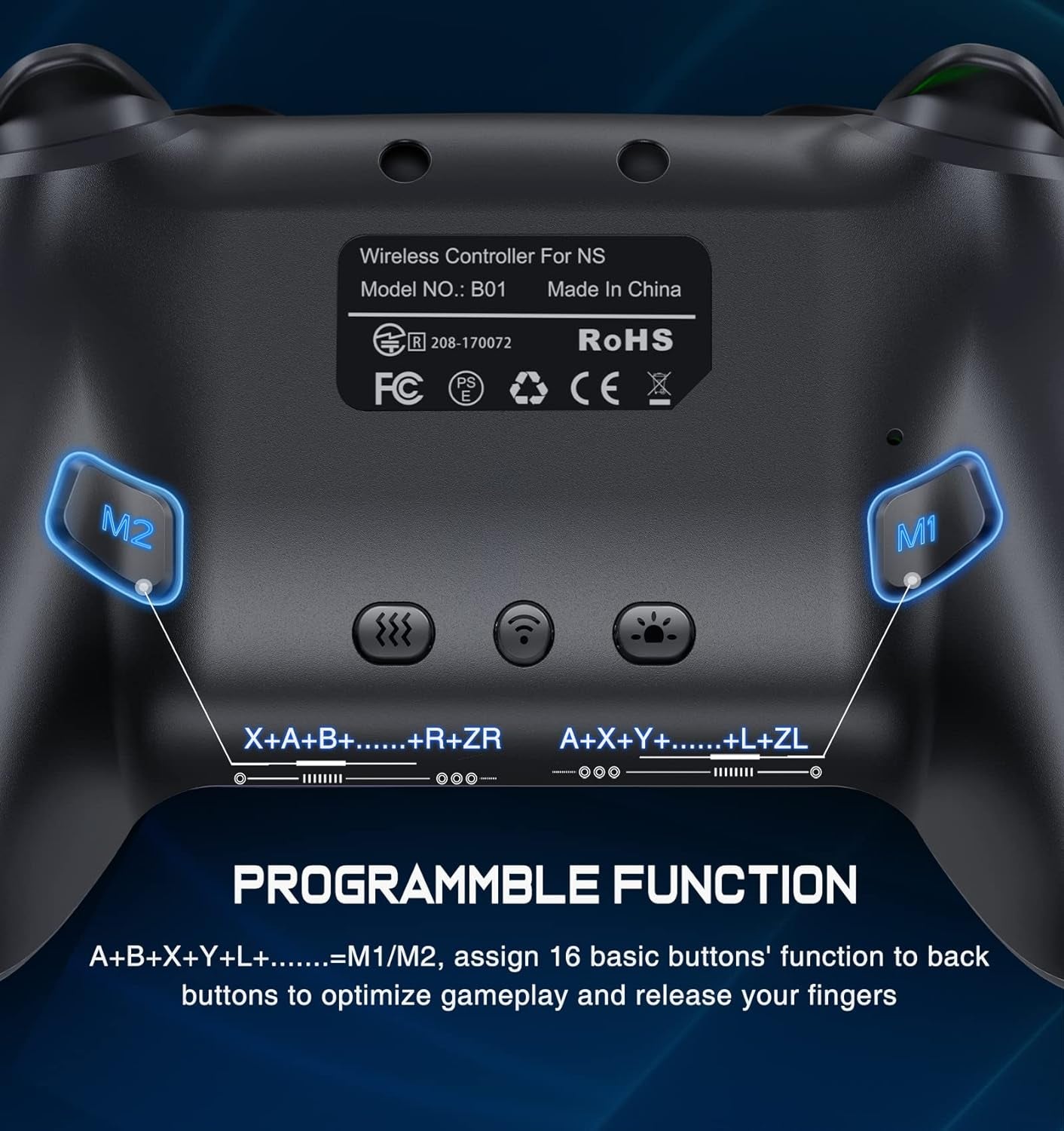 Switch Controller, Wireless Switch Controller Compatible with Switch Controller/Switch Lite/Oled, Wireless Switch Controllers Work with Ios/Android/Pc with RGB Light, Programmable, TURBO & Wakeup