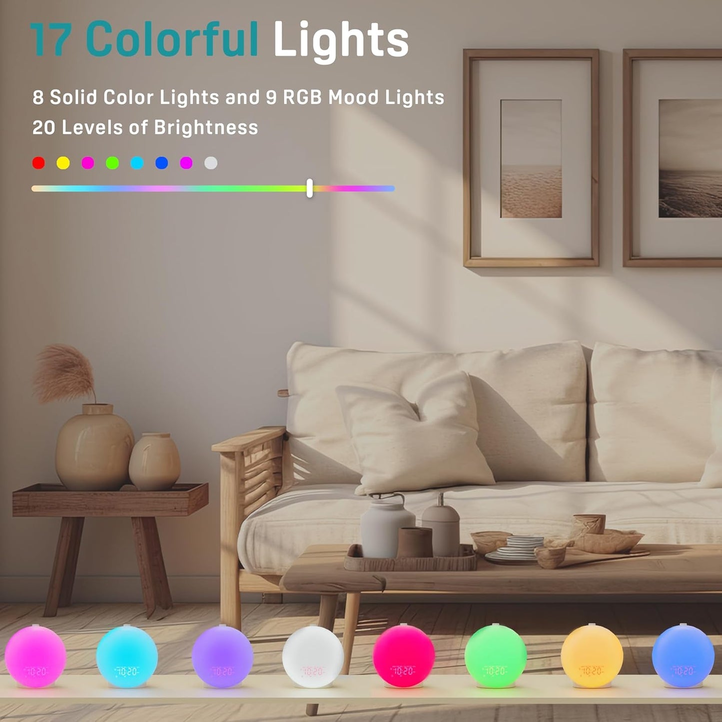Sound Machine White Noise Machine with 25 Soothing Sounds, 17 Nightlights, 5W Bluetooth Speaker, Sleep Timer, Wake up Light Sunrise Alarm Clock for Bedrooms, Ideal Gift for Baby, Kids, Adults, Seniors
