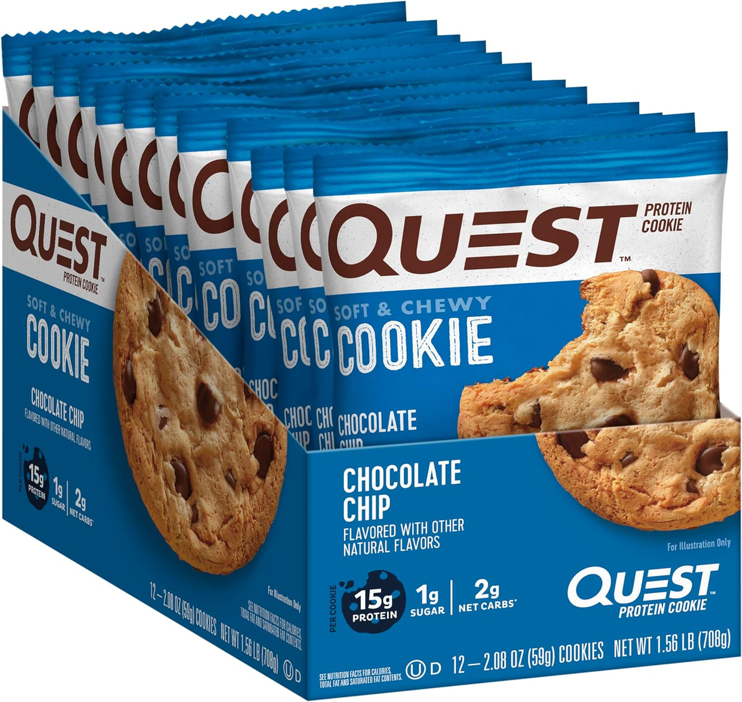 Chocolate Chip Protein Cookie; Keto Friendly; High Protein; Low Carb; 12 Count