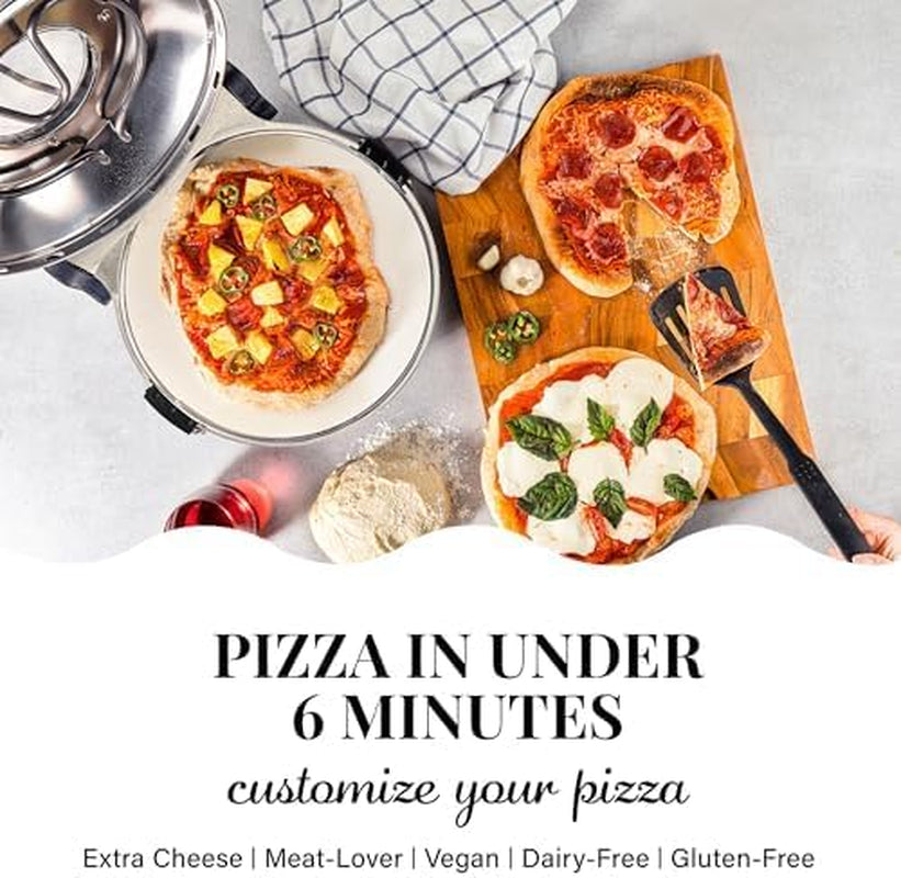 PIEZANO Crispy Crust Pizza Oven by – Electric Pizza Oven Indoor Portable, 12 Inch Indoor Pizza Oven Countertop, Pizza Maker Heats up to 800˚F for Stone Baked Pizza at Home as Seen on TV