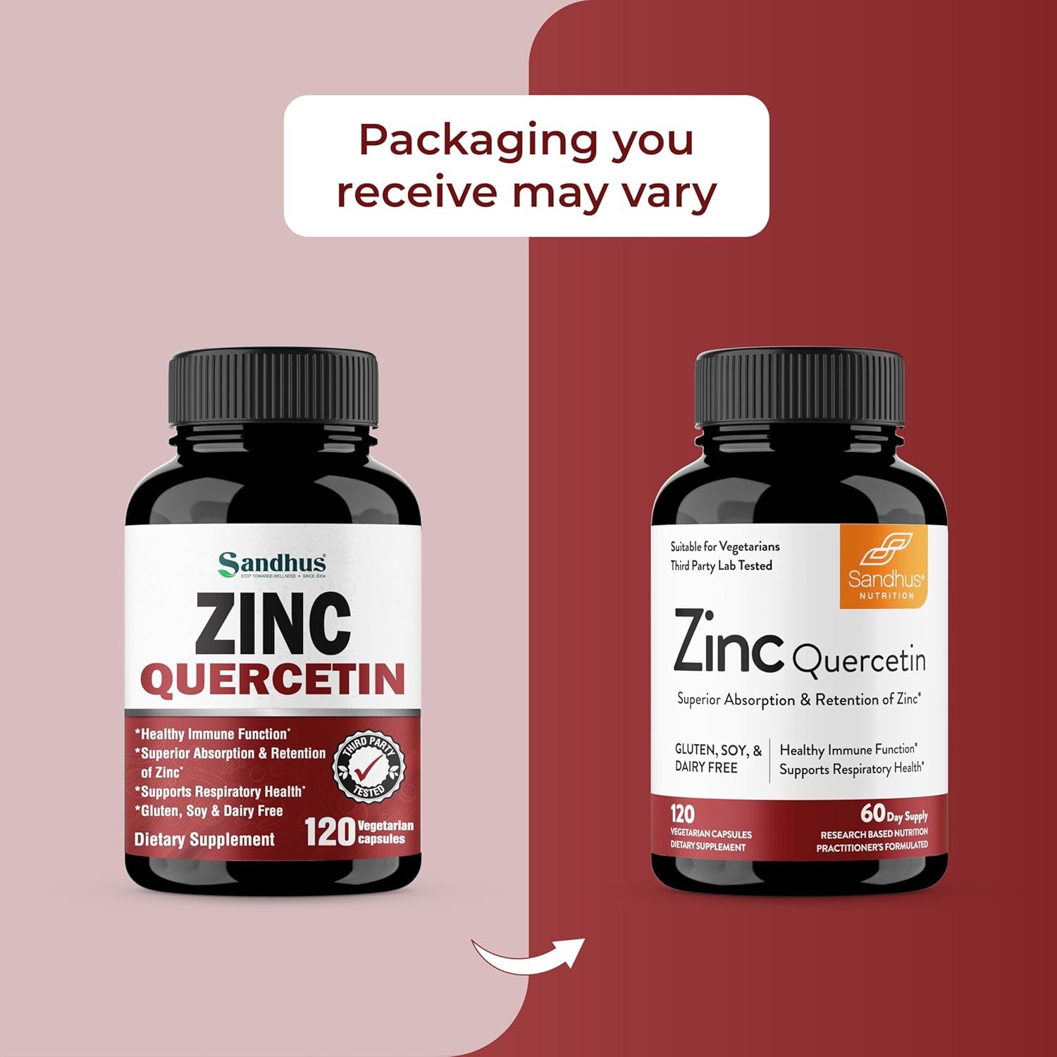 Sandhu’S Zinc Quercetin 120 Vegetarian Capsules – Zinc Supplements for Antioxidant Immune Support Zinc for Men and Women – Gluten, Soy, Dairy Free