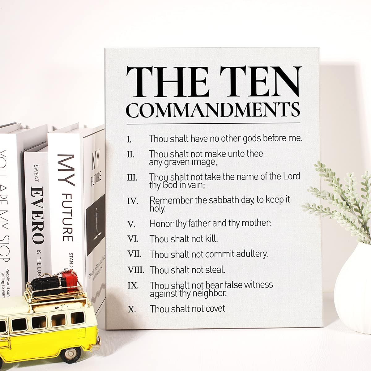 Christian Canvas Wall Art 10 Commandments Canvas Print Positive Scripture Canvas Painting Home Bedroom Wall Decor Framed Gift 12X15 Inch
