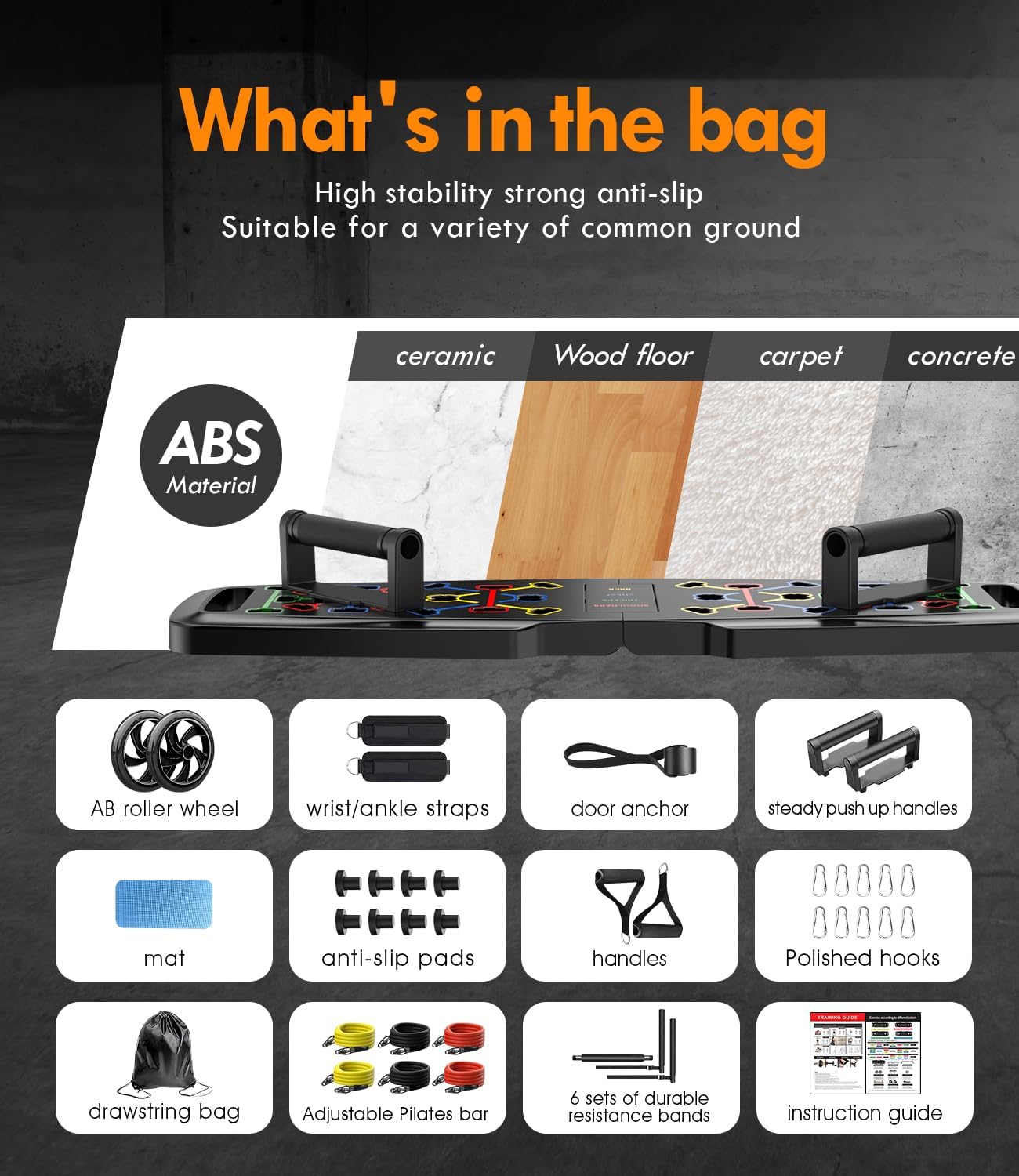 Push-Up Board Home Gym: Portable Fitness Equipment & 20 Accessories